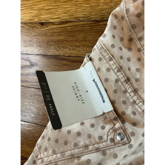 Anthropologie Pilcro the Letterpress Polka Dot Velvet Skinny Pants Peach Size 25 - Picture 7 of 8